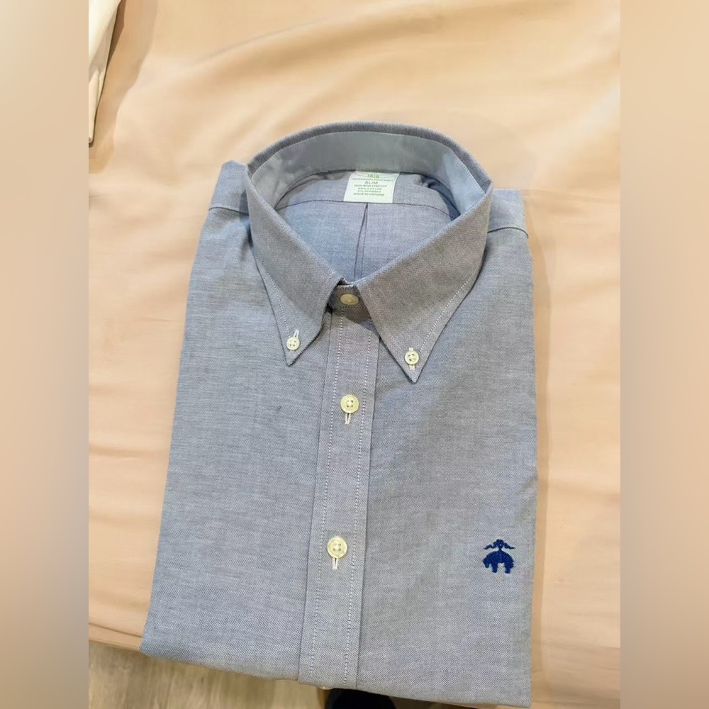 Brooks Brothers Original Polo Shirt Light Blue Casual Button-Down Shirt